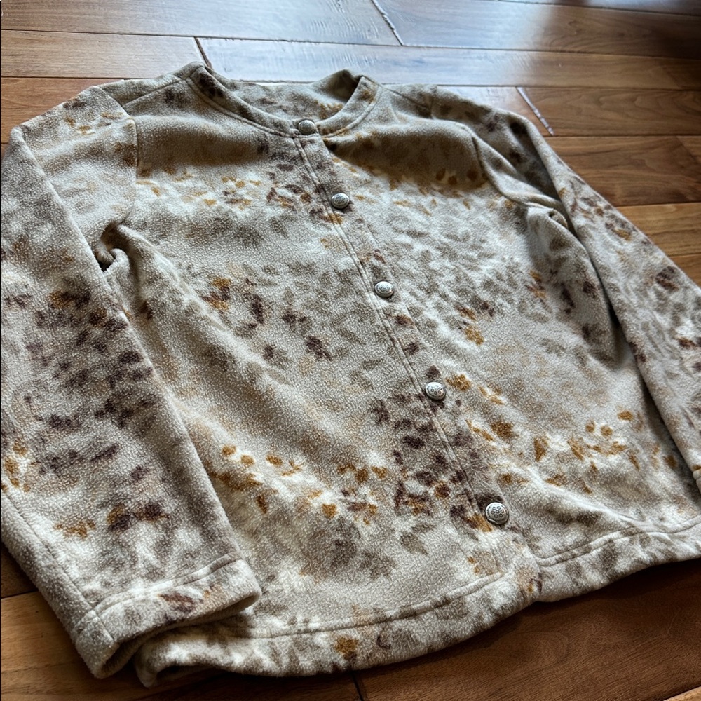 Vtg Basic Editions All Over Print Fall Fleece Car… - image 4